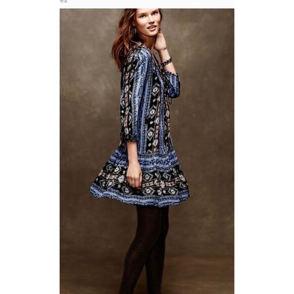 Anthropologie Holding Horses Dress Womens Medium Blue Boho Prairie Winter Moon - Picture 5 of 13